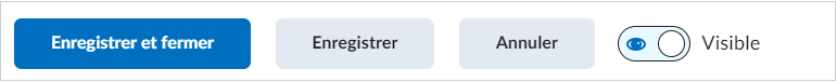 Options pour Enregistrer et fermer et Visibilité.