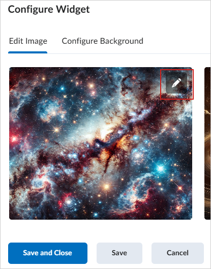 The Edit Image icon of the Photo Banner widget.
