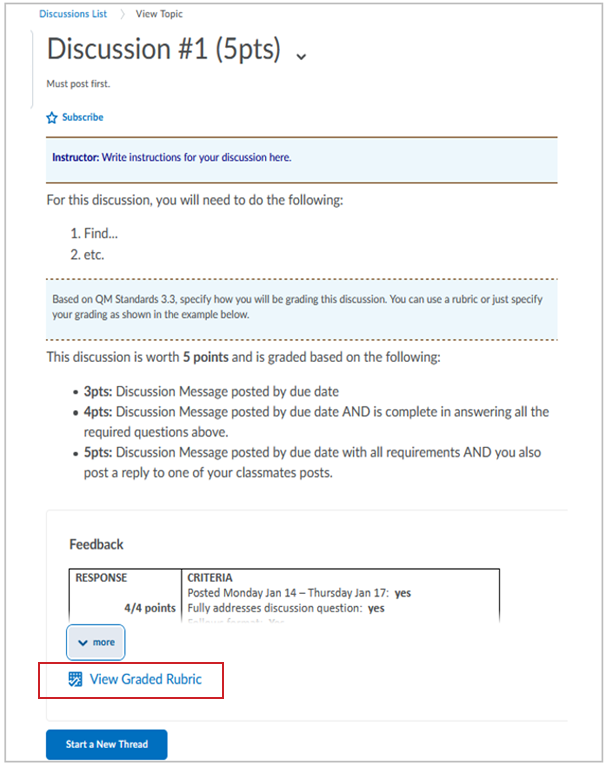 Accessing feedback for a discussion.