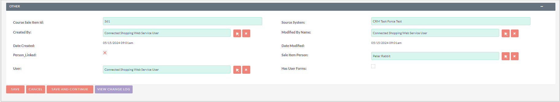 The Other sub-panel showing additional details about a record