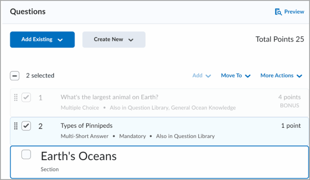 Multiple items selected for movement using drag and drop