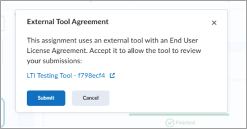 Assignment accessed through Lessons showing processor EULA information in the Instructions area and as an inline alert.