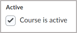 The Course is active checkbox.