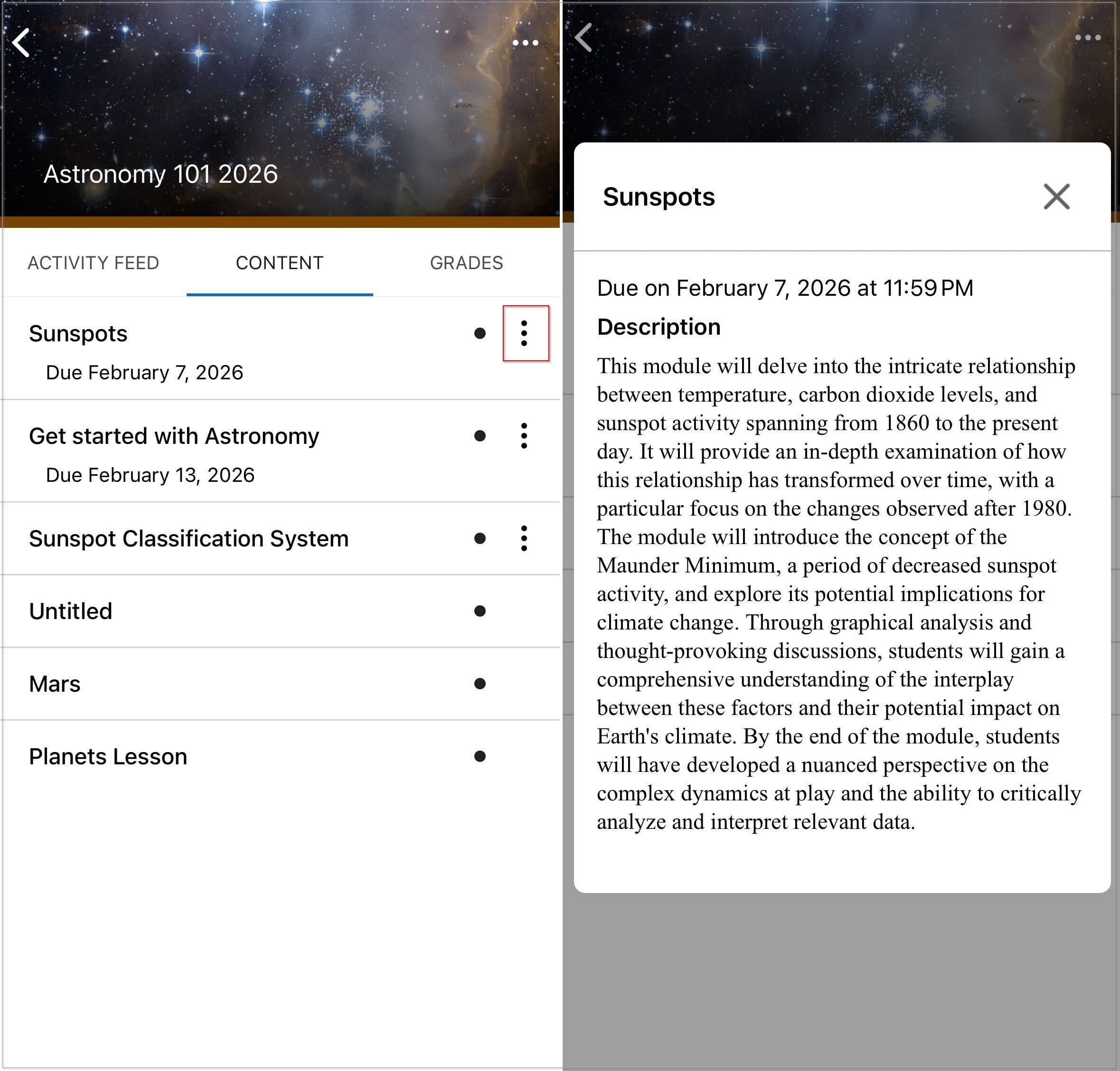 Haga clic en Ver descripción en un tema para ver el contenido en su totalidad.
