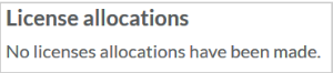 The License allocation section showing no license allocations