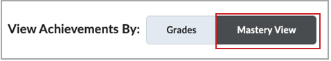 The View Achievements By switcher in the Grades tool