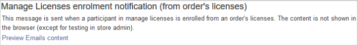 A Manage Licenses enrolment notification from an order's licenses