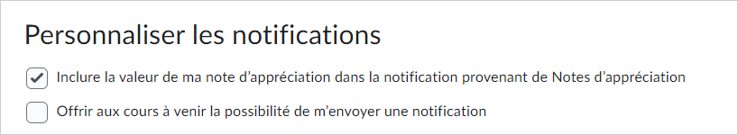 L'option permettant Personnaliser les notifications.