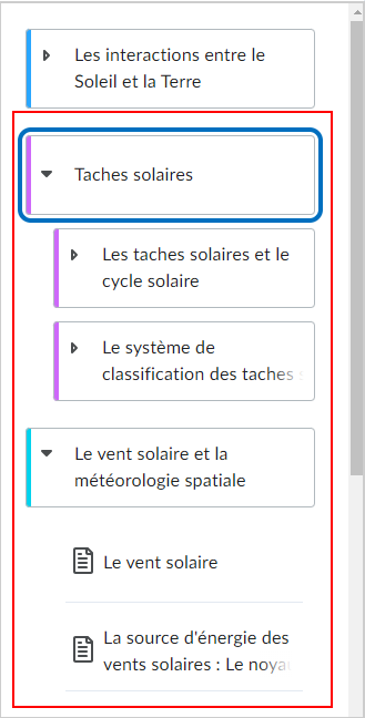 Lorsque les critères sont satisfaits, les enseignants peuvent modifier la couleur du module racine.