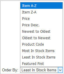 Le menu Classer par comprend les options de filtrage des produits.