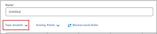 Het vervolgkeuzemenu Type met opties voor analytische of holistische rubrics.