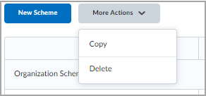 Le menu Plus d’actions comprenant les options Copier et Supprimer.