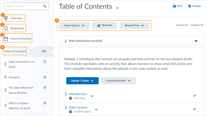 The Classic Content tool interface