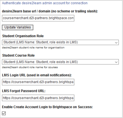 Configurações do LMS do Brightspace