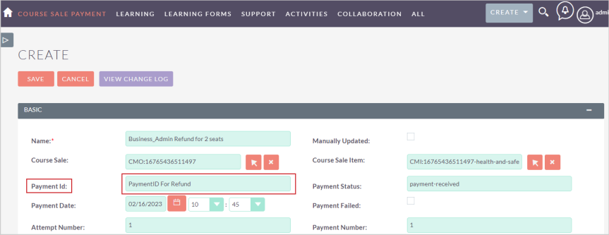 The Payment ID field