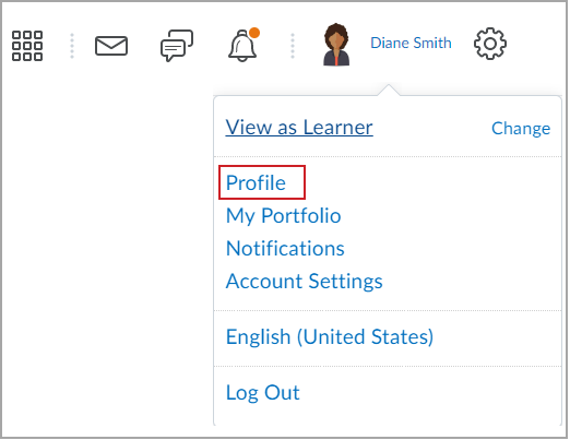 The Profile option on the User Menu