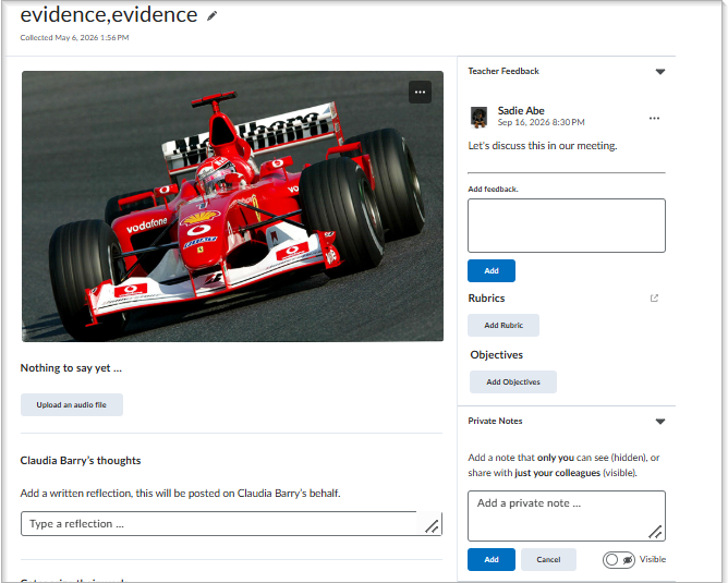 Private educator notes on evidence