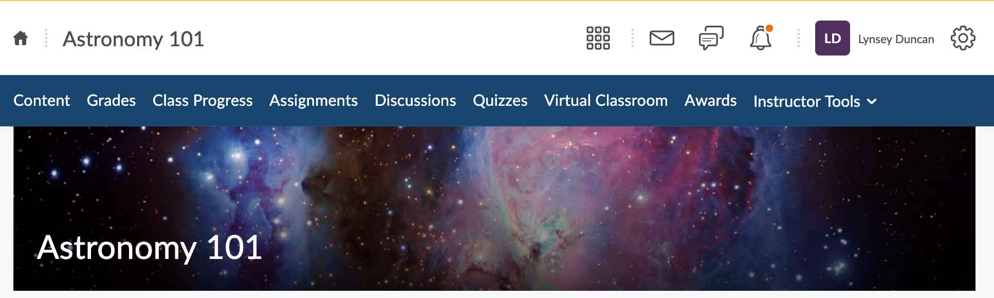 An example of a Course Homepage Banner.