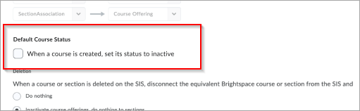 New IPSIS OneRoster Default Course Status Selection Checkbox