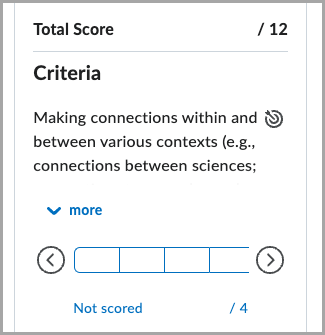 A criteria description for a rubric with truncated text and an option to expand by clicking more