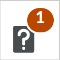 Un rectangle avec un point d’interrogation au centre. Un cercle dans le coin supérieur droit indique le nombre de questionnaires non notés.