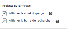 L'option permettant de modifier les paramètres d'affichage dans la vue Grille.