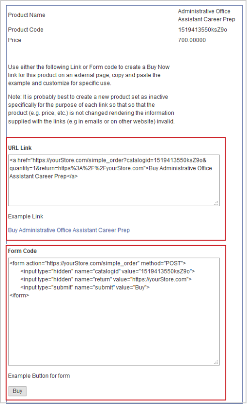 De velden URL-koppeling en Formuliercode