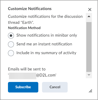 The Customize Notifications window