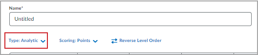 Menu suspenso Tipo com opções para rubricas Analíticas ou Holísticas.