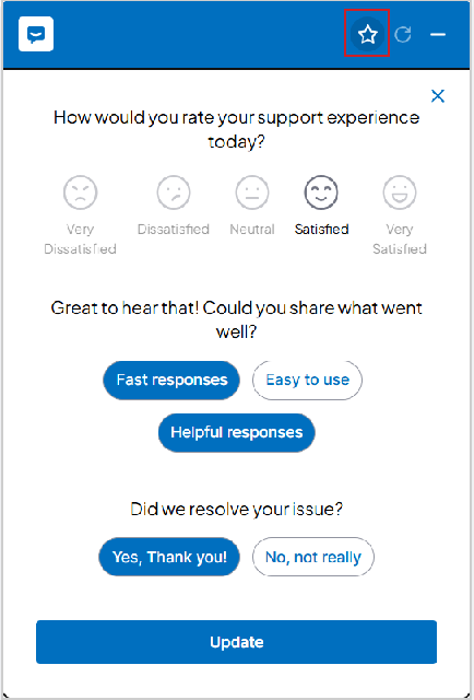 The survey in the Lumi Chat window