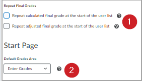 Repetir calificaciones finales y configuración de la página de inicio.