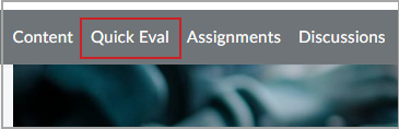 L'outil Évaluation rapide dans la barre de navigation de la page d'accueil de l'organisation.