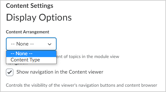 The Content Arrangement option.