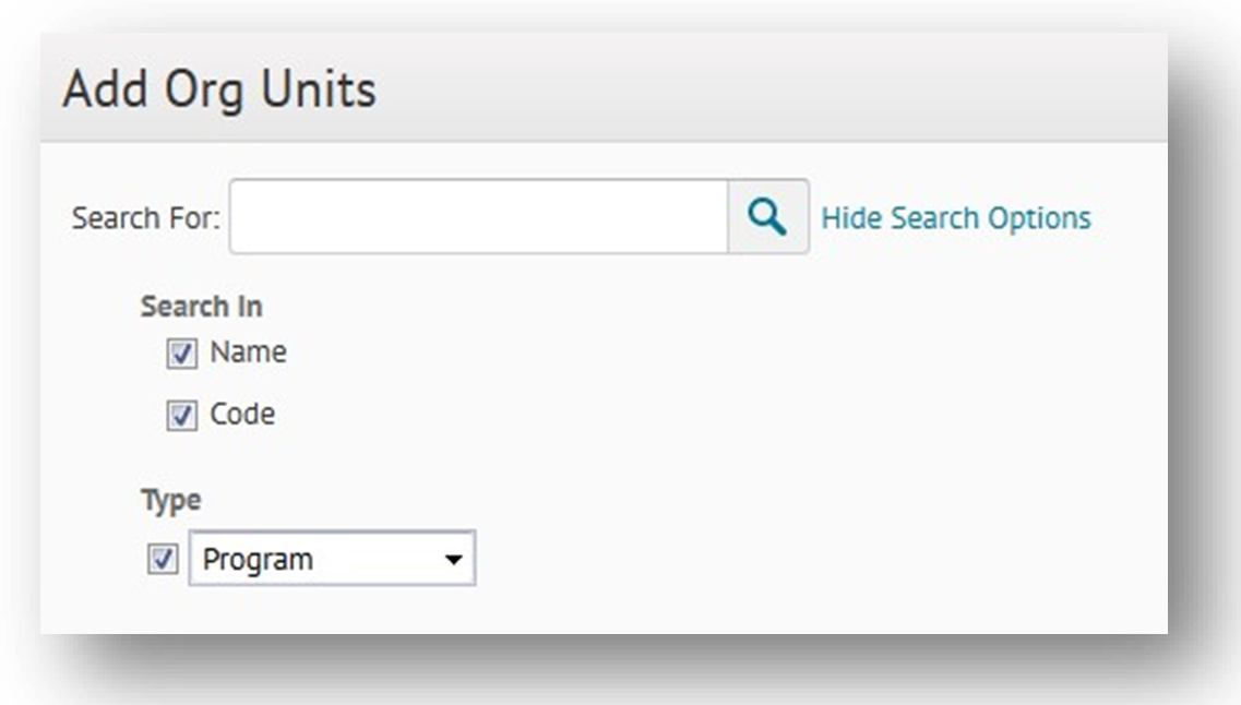 Add Org Units' search parameters.