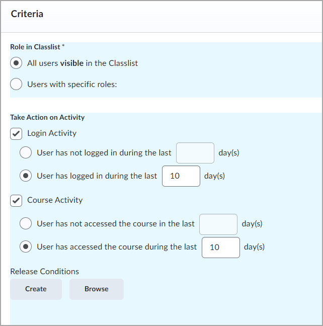 Het blok Criteria