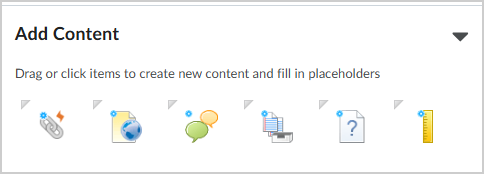 The Add Content area of Course Builder.