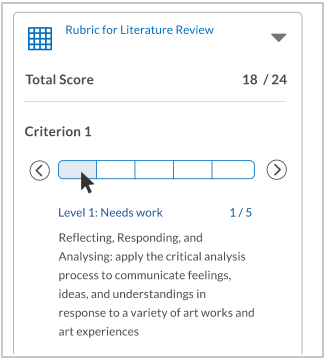 If there is hover pointer is on a level, the name, description, and score appear in the level information area below the slider