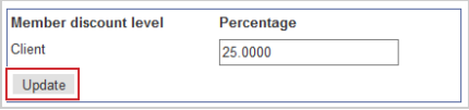 The Update button for a Member discount level