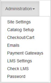 The Administration drop-down menu with options for management and settings