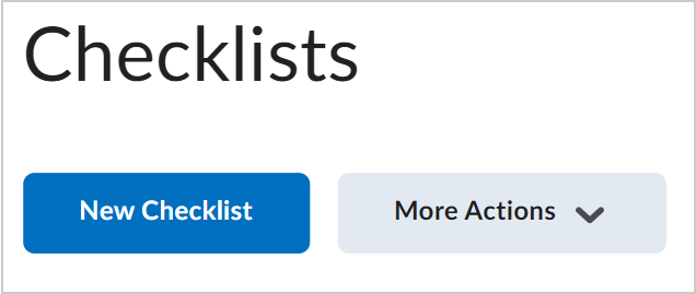 The New Checklist option on the Checklists page.