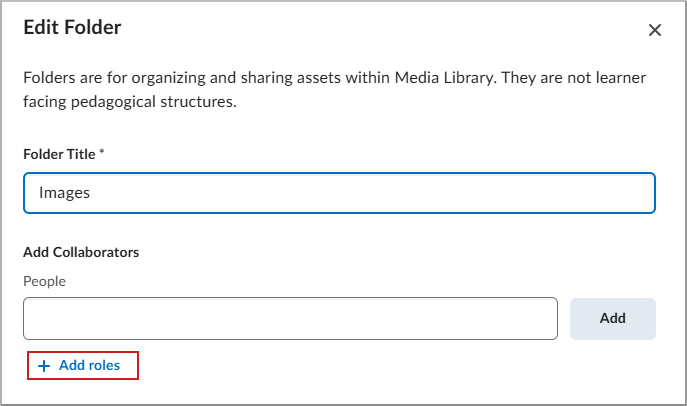 Pasta de Edição da Biblioteca de Mídia com a opção para adicionar Função destacada