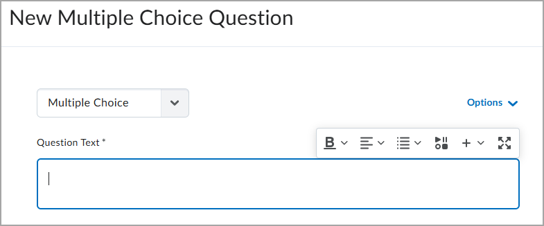 De compacte versie van Brightspace® Editor in de bouwer voor testvragen