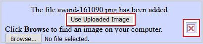 The Use Uploaded Image button for an added image