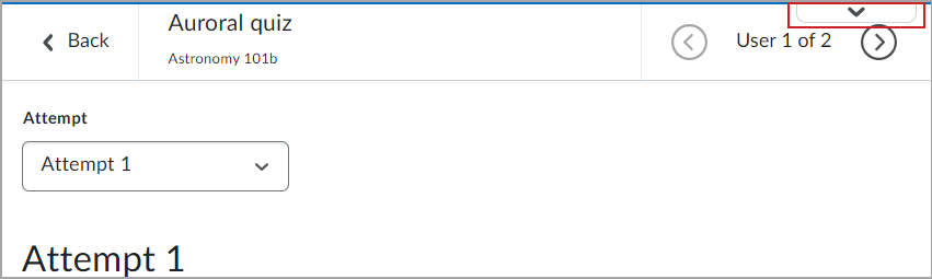 The dialog used to turn on or turn off the new quiz assessment experience is collapsed by default, on the top right of the Quiz Attempt page