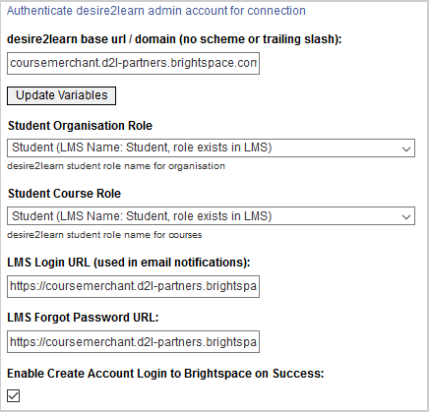 Brightspace LMS settings