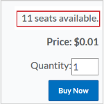 An inventory limit of 11 seats is available for a product