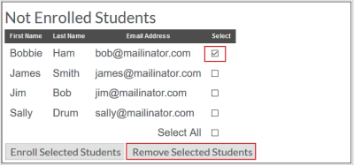 Removing a not enrolled student