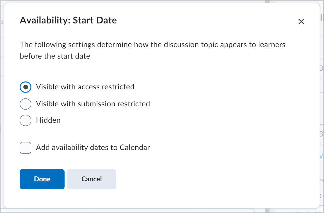 The locking options dialog showing the different locking options and the Done option.