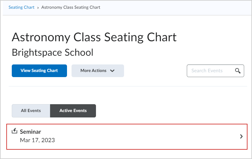 An event for a seating chart.