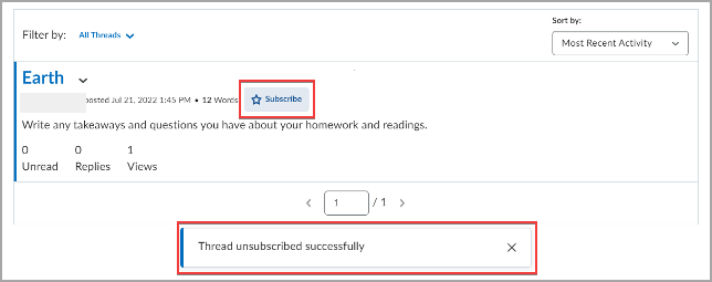 The ‘Topic unsubscribed successfully’ message